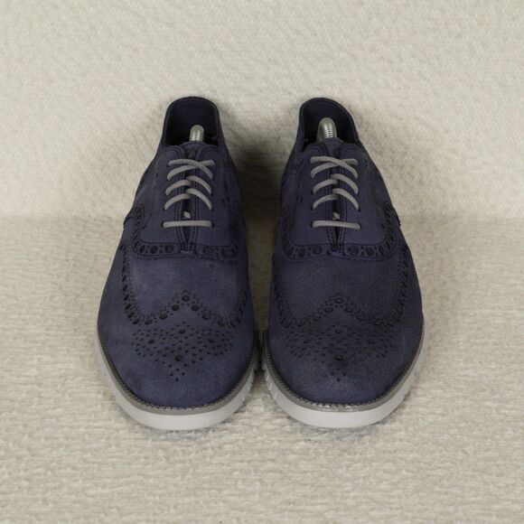 Cole Haan ZEROGRAND Wingtip Suede Oxford Shoes Mens 10.5 Blue Lace-Up Leather - Picture 5 of 13